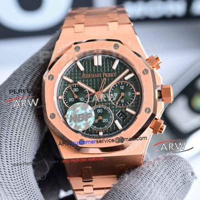HBF Audemars Piguet Royal Oak Chronograph Rose Gold Green Face 7750 Replica Watch 